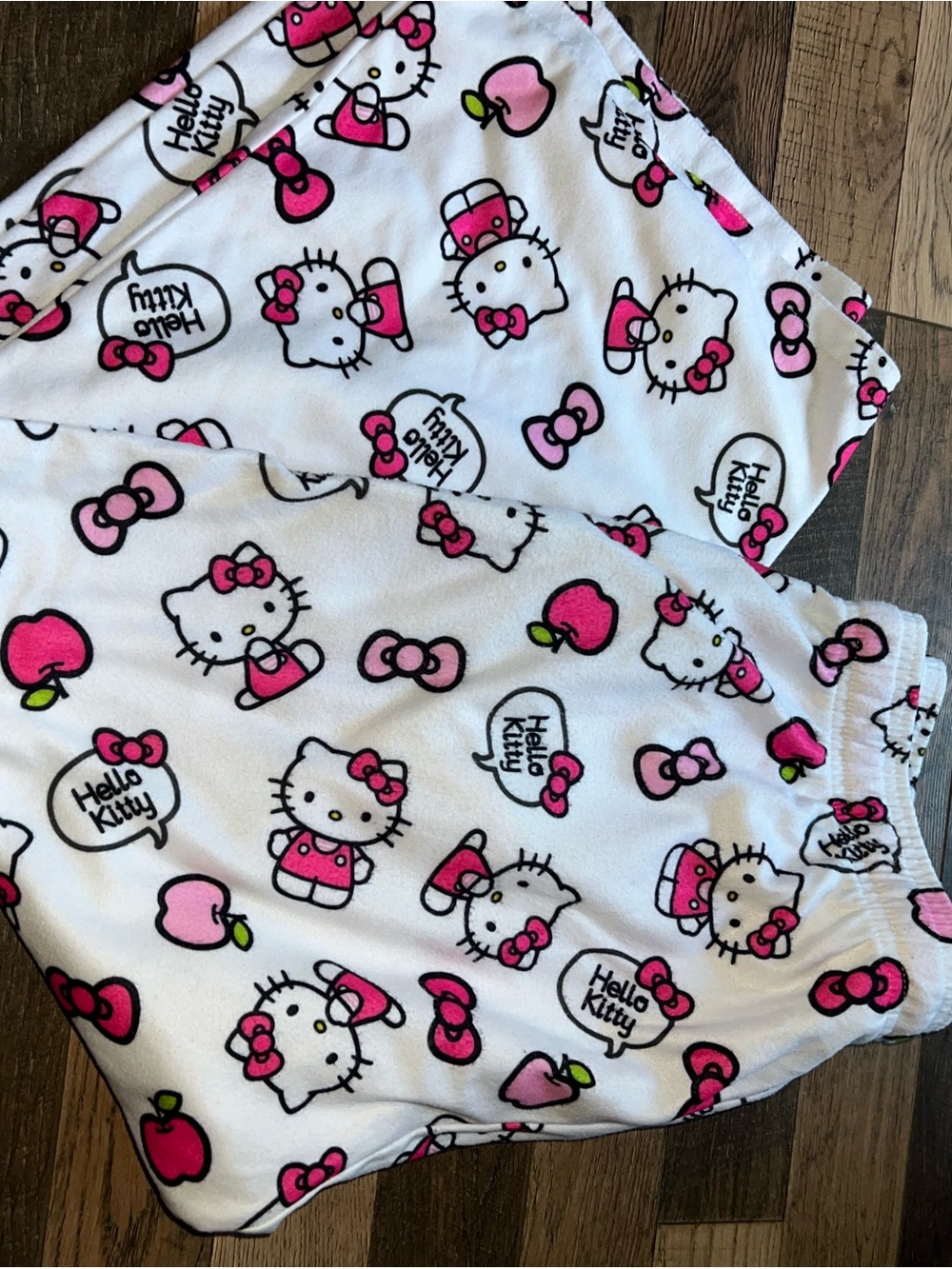 Hello Kitty White Pajama Pants with Pink Print and Drawstring - Picture 2 of 3